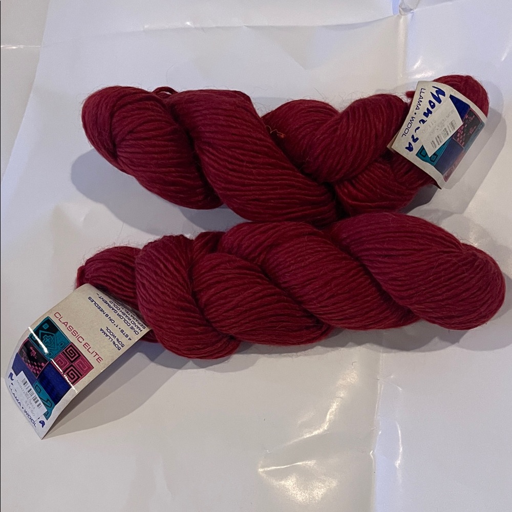 Classic Elite Montera Red Yarn color 3853. 2 Skeins